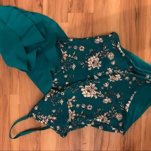 NWT Anthropologie one piece emerald green